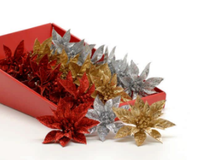 17cm poinsettia with clip