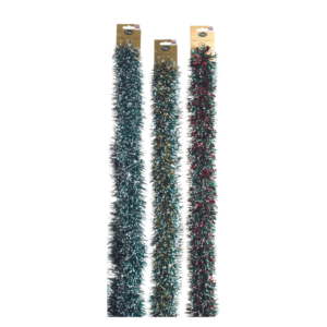 200cm x 10cm Green with White Tip Tinsel