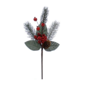 28cm red berry and rosehip pick