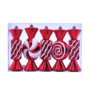 Pack of 5 x 15cm red / white stripped candy