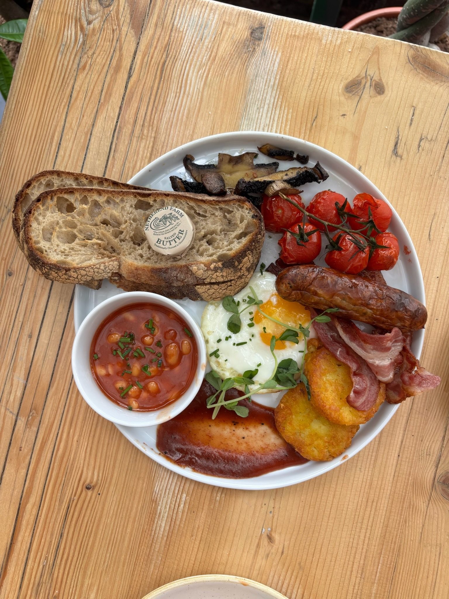 A cooked breakfast plate at Roost